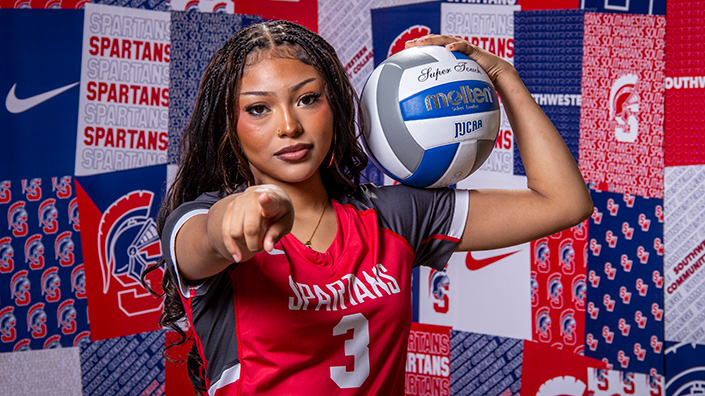 SWCC volleyball player on media day