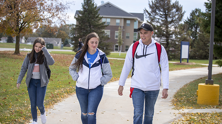 Students walking on campus